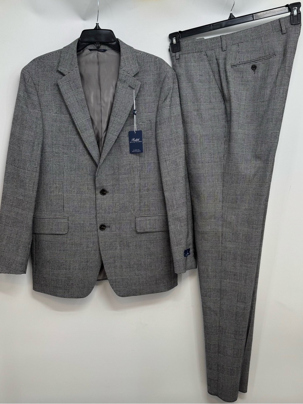 NWT Ralph Lauren Men’s Wool Classic Fit Suit Size 40R 34W Pants Black/White $550